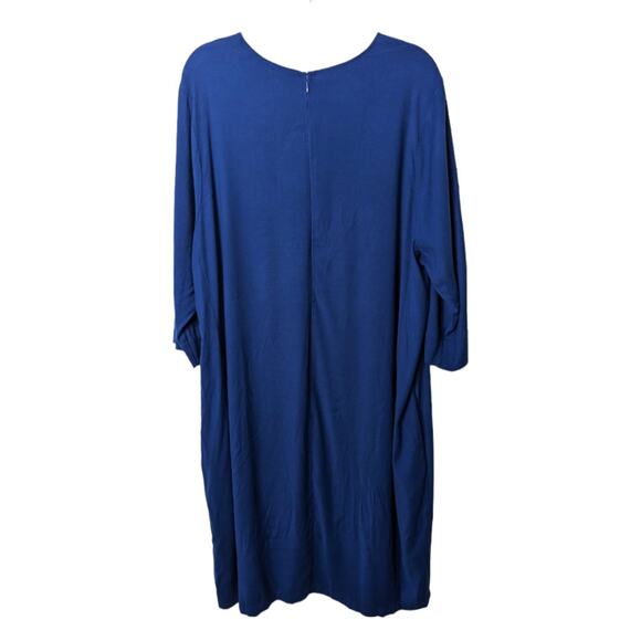 Universal Standard Crewneck Luxe Twill Sheath Dress Navy Peony Size Large 22-24 - Picture 3 of 11